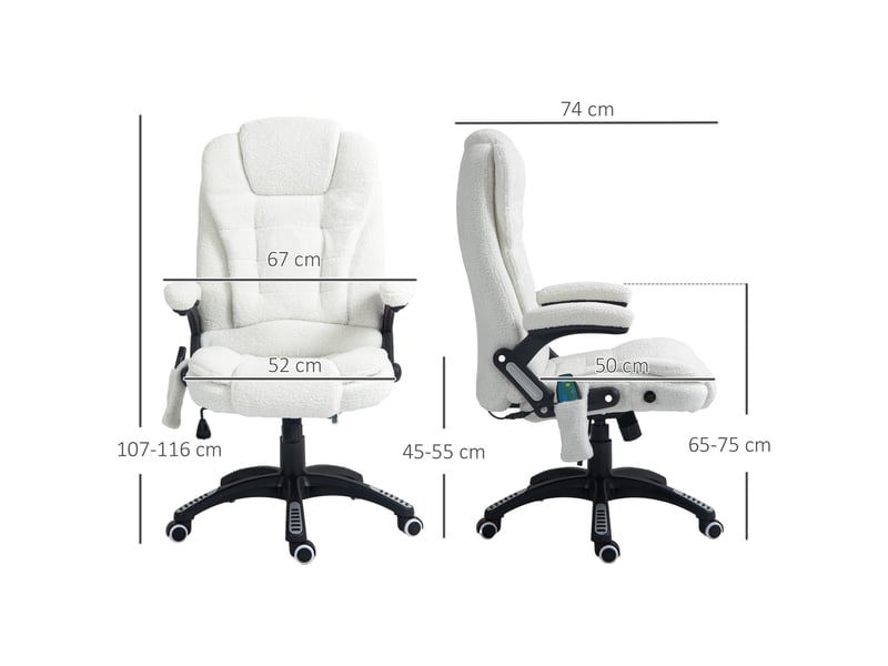  Fauteuil de bureau massant et chauffant hauteur réglable, dossier inclinable et télécommande filaire, pivotant à 360°  - Conforama E