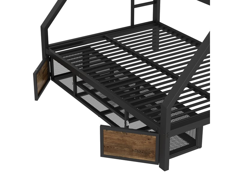  Lit superposé enfant 90x200 140x200, sécurité barrière rangement intégré certification en747  - Conforama D