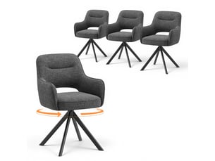 Lot 4 chaise pivotante premium avec demi-accoudoirs - base métallique haute stabilité - gris