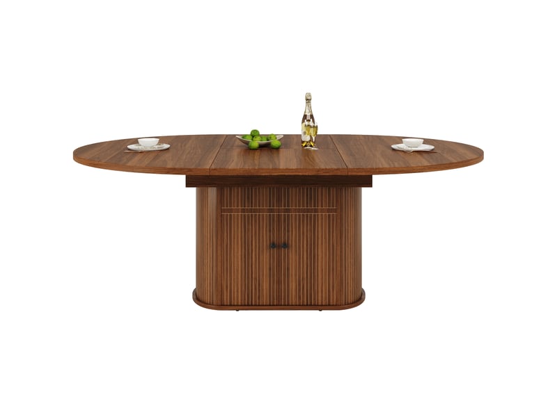 Table de salle à manger extensible 118-158x118x76,5 cm pour 4 à 6 personnes avec rangement, gain de place, table de cuisine - marron foncé - Conforama A