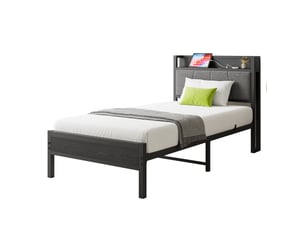 Lit simple 90x200 cm <strong>WISHDOR</strong>  <strong></strong> coloris noir