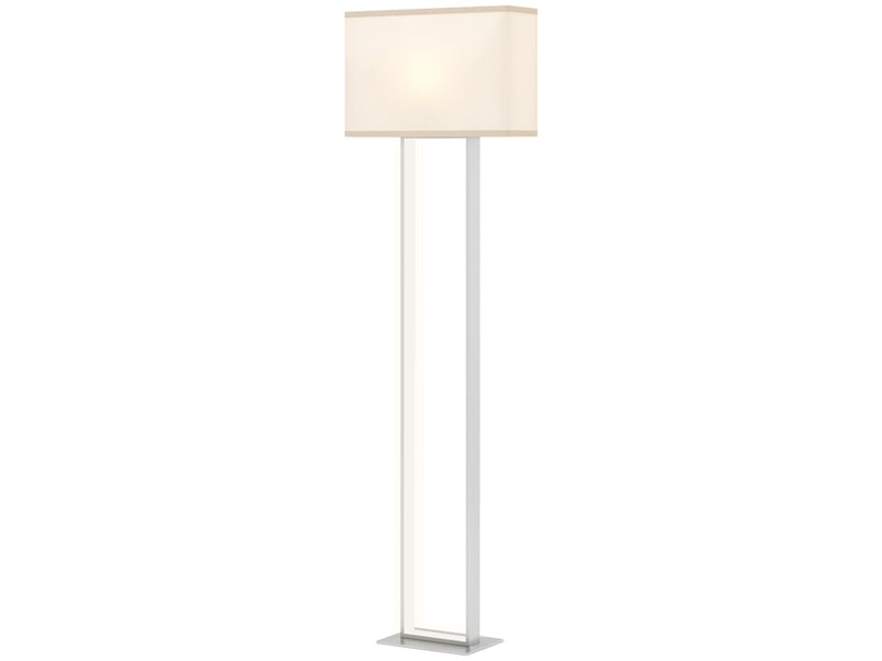  Lampadaire moderne, 3 modes d'éclairage, interrupteur au pied, luminosité réglable, aspect lin, blanc  - Conforama A