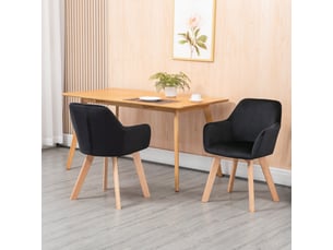 Chaises de salle à manger lot de 2 ergonomiques avec accoudoirs  - polyester noir 54 × 57 × 80 cm