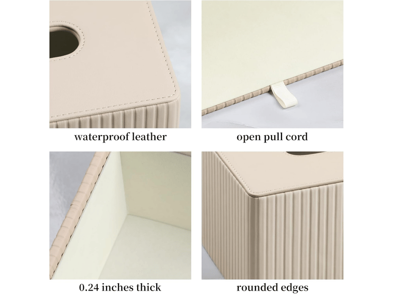  Housse de boîte à mouchoirs en cuir rayé pour salle de bain, chambre, salon, bureau - 1 pièce, abricot, 25 × 13,5 × 11 cm  - Conforama D