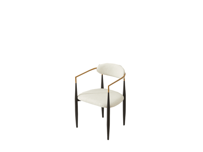  Lot de chaises 2 pièces coussin d’assise beige cadre métal noir et doré assise en tissu doux au toucher respirant sur la peau style polyvalent  - Conforama E