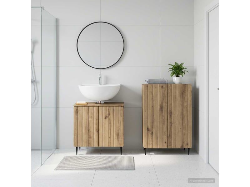 Ensemble de 2 meubles de salle de bain zwolle chêne artisanal cf63229 - Conforama B