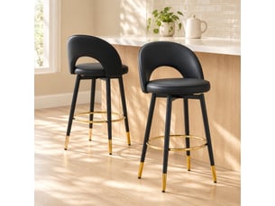 tabouret de bar <strong>STILVORA</strong> - noir hauteur d'assise 63.5 cm vendu Par paire