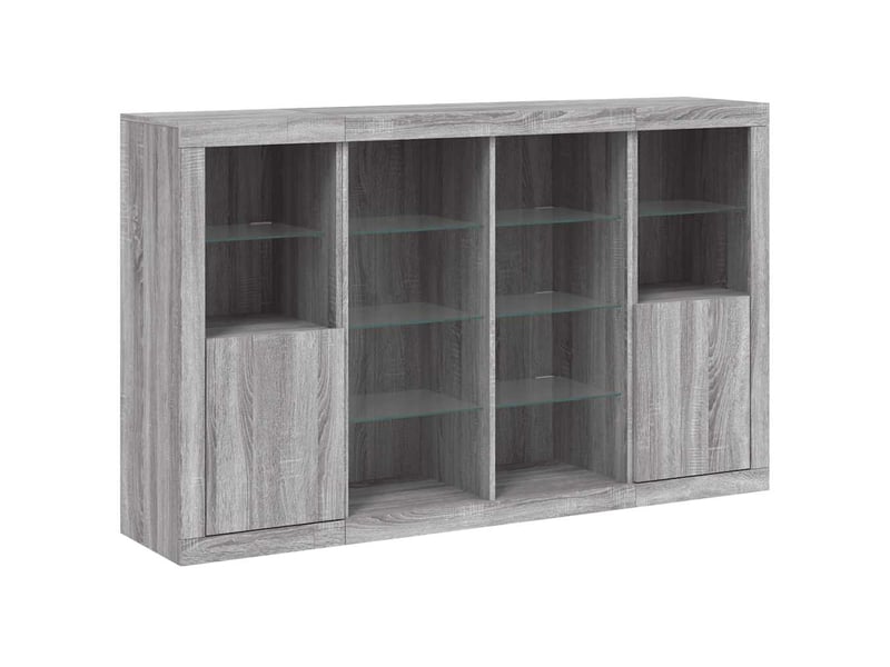  Buffets avec lumières led 3 pcs - bahut - meuble de rangement sonoma gris bois d'ingénierie  - Conforama E