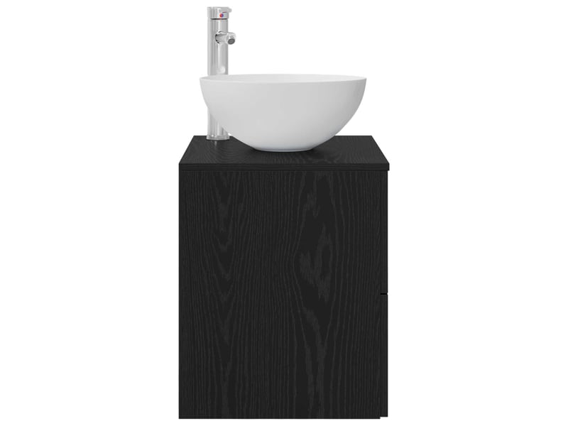  Vanité de lavabo mural, meuble de rangement chêne noir 49.5x41x64.5 cm  - Conforama D