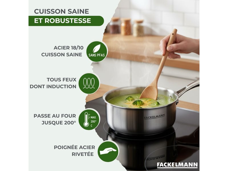 Casserole 14 cm en inox 1810 triply fackelmann vita3 66219 - Conforama C