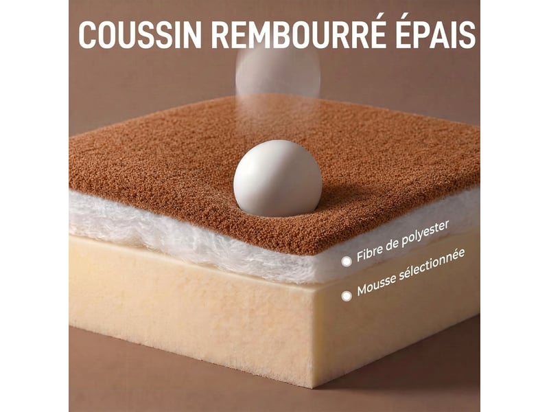  Fauteuil de salon avec repose-pied réglable, marron, fauteuil d'appoint capitonné en velours effet motifs gouttes d'eau  - Conforama R