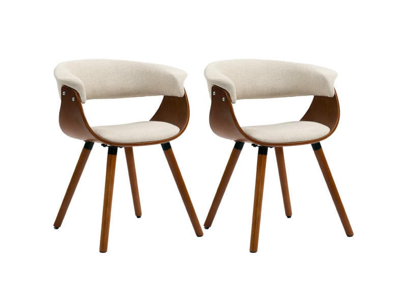  Chaise de salle à manger lanertacourt dossier incurvé effet lin beige  - Conforama E