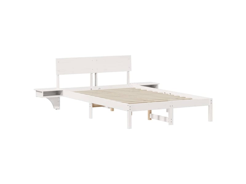  Lit double- lit adulte -  cadre de lit avec tête de lit blanc 120 x 190 cm pin massif  - Conforama C