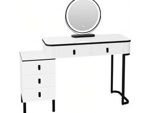 Coiffeuse 5 tiroir(s) Miroir LED intégrée avec 0 tabouret(s) inclu(s) <strong>WISHDOR</strong> <strong></strong> coloris bicolore