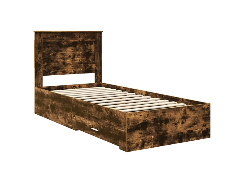 Lit simple- lit adulte - cadre de lit chêne fumé 90 x 190 cm bois d'ingénierie - Conforama C
