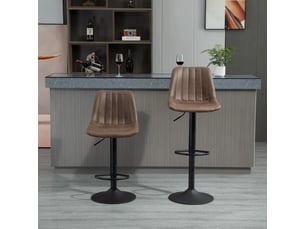 tabouret de bar assise réglable en hauteur  <strong>STILVORA</strong>  - marron hauteur d'assise 59 cm vendu Par paire