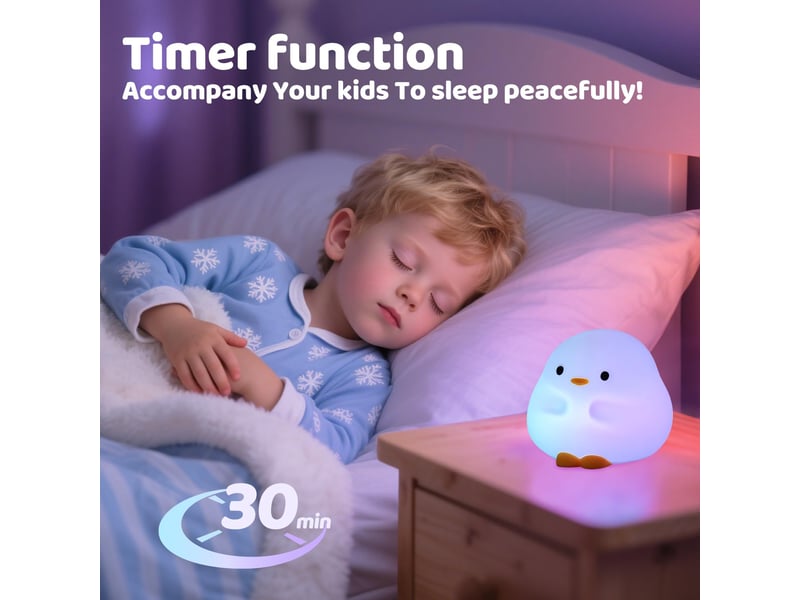Veilleuse canard en silicone souple, rechargeable usb, jusqu’à 50 h d’autonomie, minuterie - Conforama D