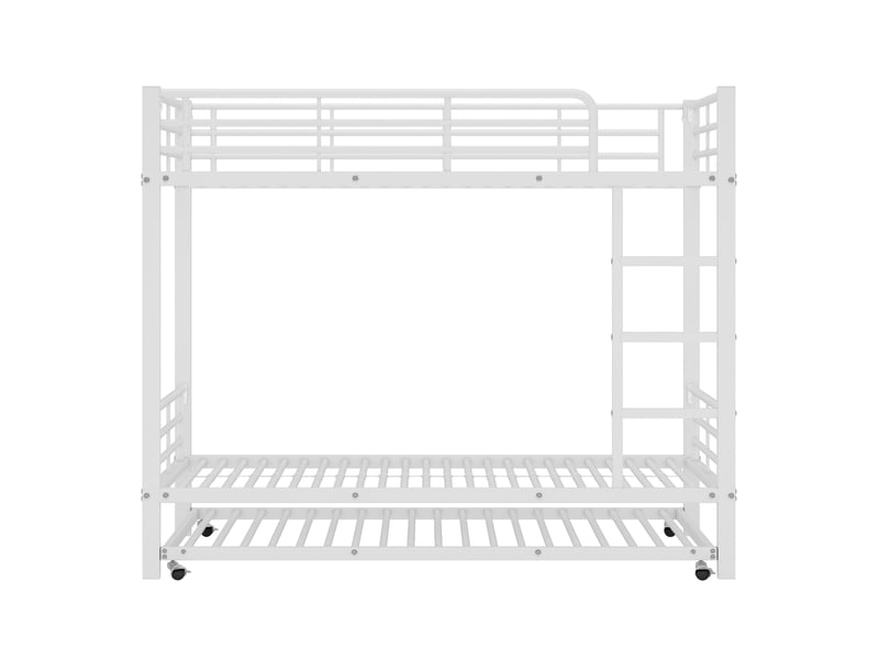  Lit superposé 90x200 cm et 90x190 cm, lit gigogne pour enfants et adolescents, structure solide en acier, en métal, blanc  - Conforama D