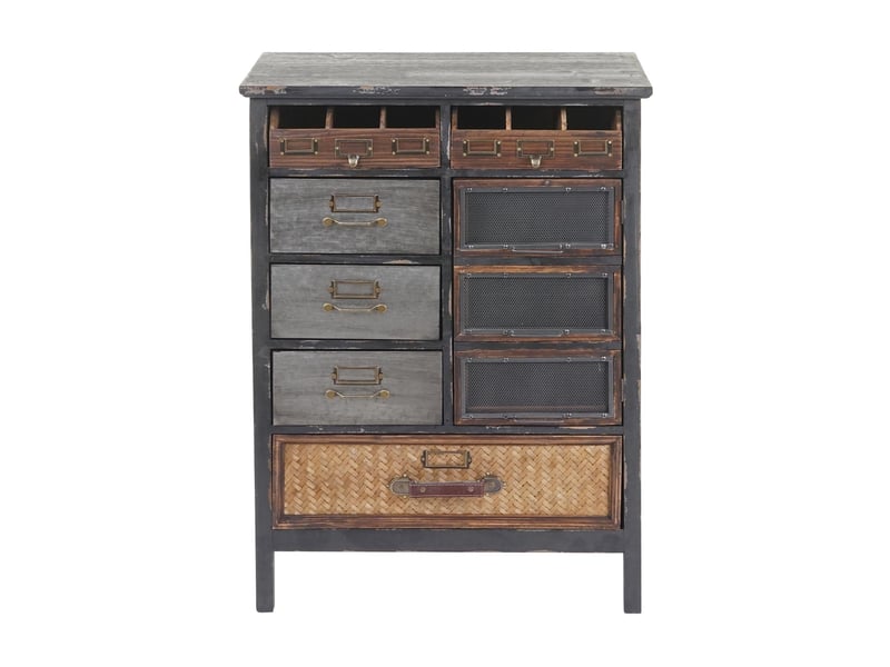  Commode en bois massif six tiroirs rangement 90 x 65 x 32 cm en bois de sapin blanc 04_0010978  - Conforama C