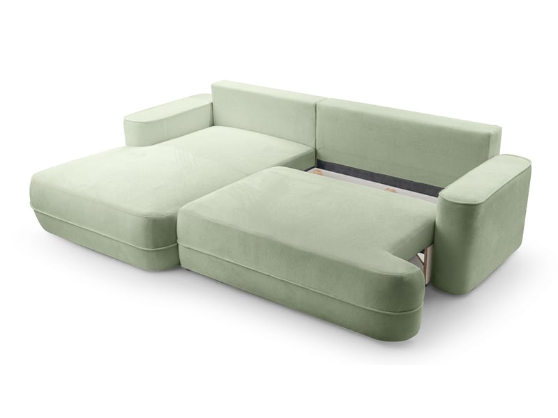 Canapé d’angle avec fonction lit peoni 267 cm vert sauge g Peoni - Conforama E