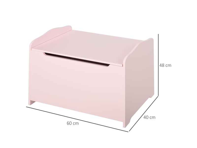 Banc de rangement en bois pour jouets, banc de rangement pour chambre d'enfant avec couvercle à piston pneumatique, 60 x 40 x 48 cm, rose - Conforama D