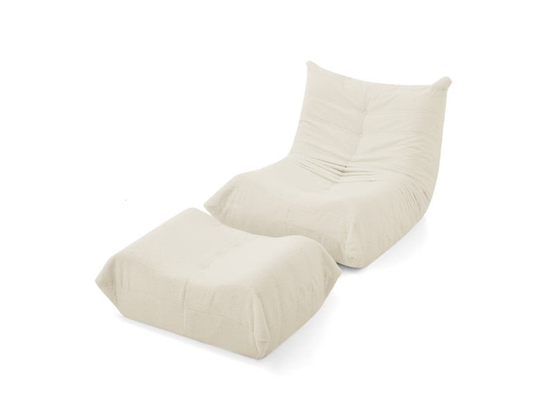 Fauteuil relax 100x90x70 cm avec repose-pieds beige  - Conforama A