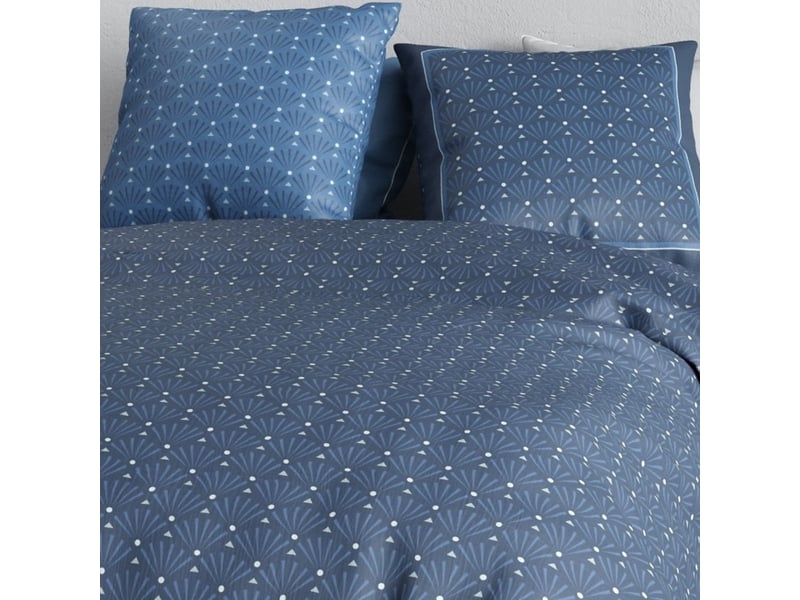  Parure housse de couette 240x220cm + 2 taies motif graphique bleu 100% coton - zumaia ZUMAIA - Conforama D