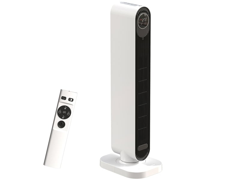  Chauffage soufflant 2000 w en abs avec télécommande, fonction oscillation et minuterie, 30 x 22 x 82,5 cm, blanc  - Conforama A