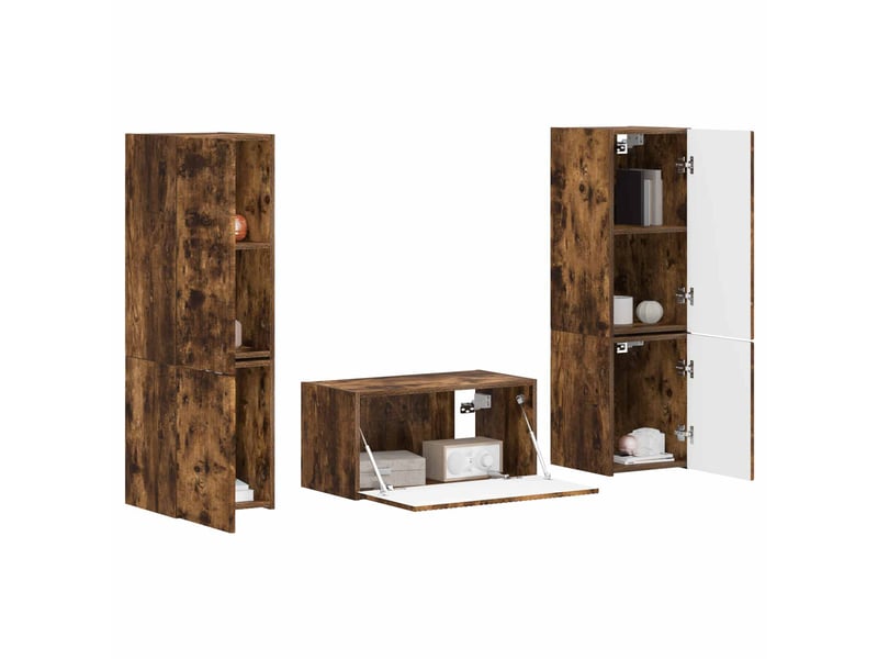  Ensemble meuble tv - banc tv - meuble de rangement 5 pcs chêne fumé bois d'ingénierie  - Conforama C