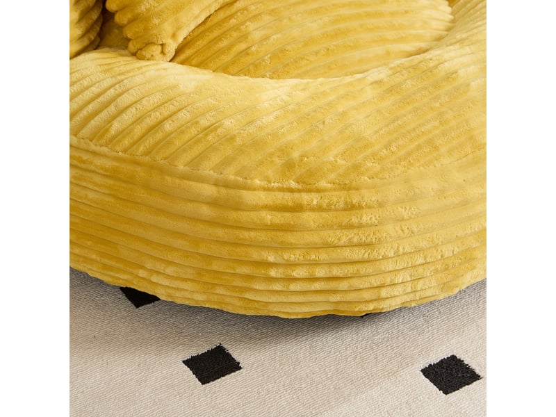  Canapé en velours côtelé moutarde avec dossier haut, accoudoirs et rangement intégré 108x108x52 cm  - Conforama W