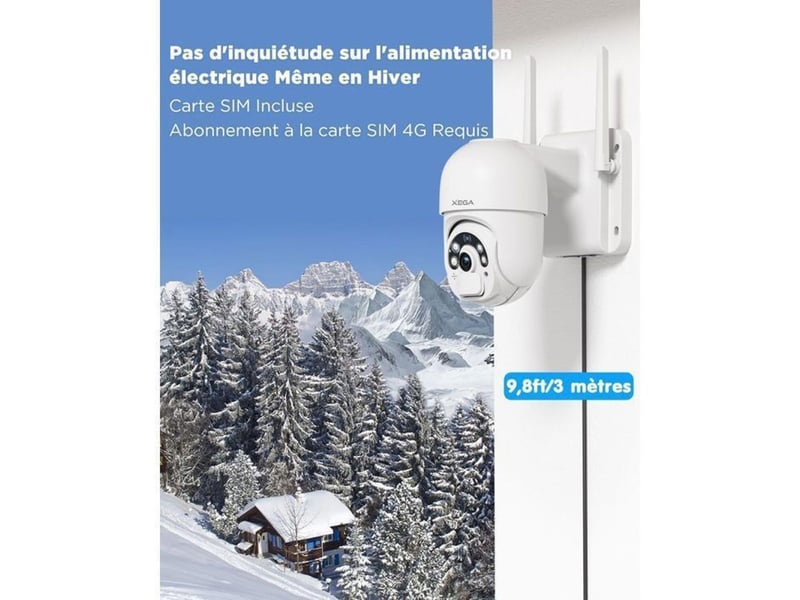  Camera de securite ptz 4g 2k vision nocturne couleur blanche ip66 panneau solaire 20w batterie 20000mah enregistrement continu 247 149519_AAAQF12079_6_DROPFR - Conforama D