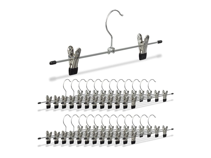  Lot de 25 cintres à pantalon avec pinces réglables 40 x 10 x 2 cm design épuré en métal argenté 13_0015883  - Conforama A