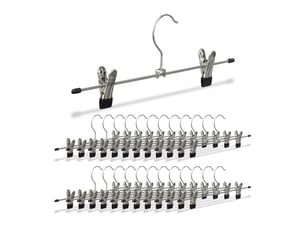 Lot de 25 cintres à pantalon avec pinces réglables 40 x 10 x 2 cm design épuré en métal argenté 13_0015883