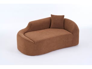 Méridienne 2 places courbe  155 x 96 x 65 cm en chenille marron