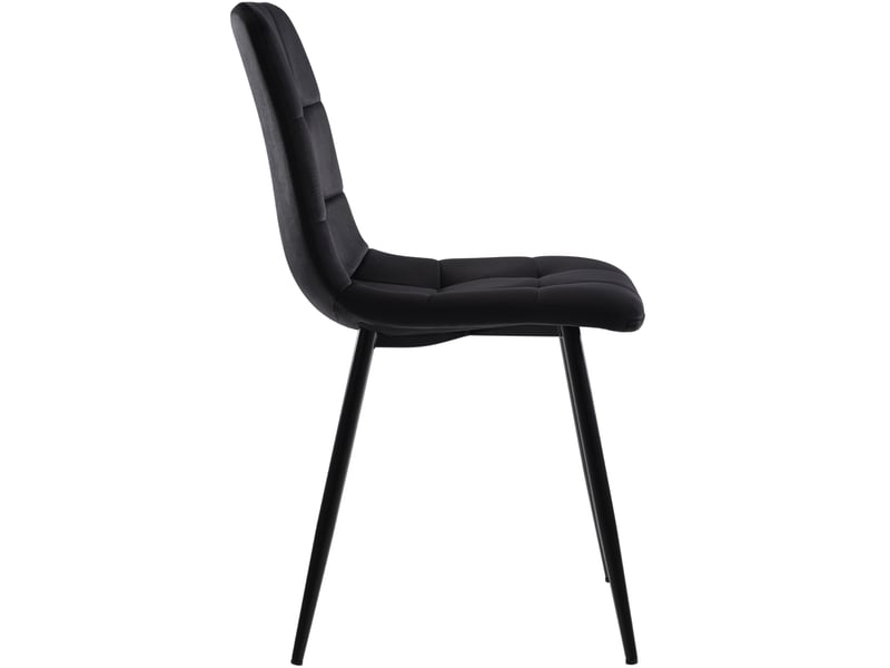  Lot de 4 chaises de salle à manger en velours noir – design moderne capitonné avec pieds en métal robuste et protection des sols  - Conforama E