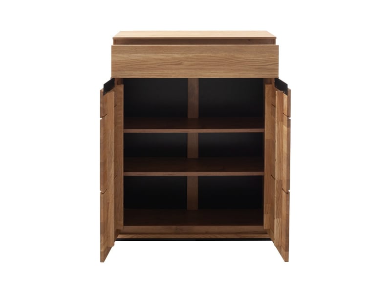  Commode de rangement meuble à chaussures 2 portes 1 tiroir coloris chêne sauvage massif - longueur 79 × profondeur 45 × hauteur 101 cm  - Conforama C