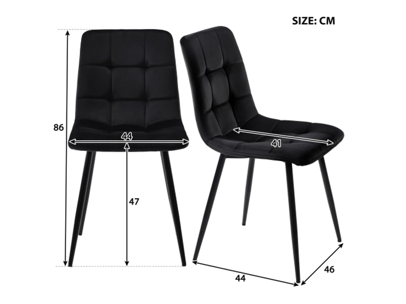 Ensemble salle à manger 5 pièces – table moderne, 4 chaises velours noir, plateau mdf noyer, pieds métal noir - Conforama C
