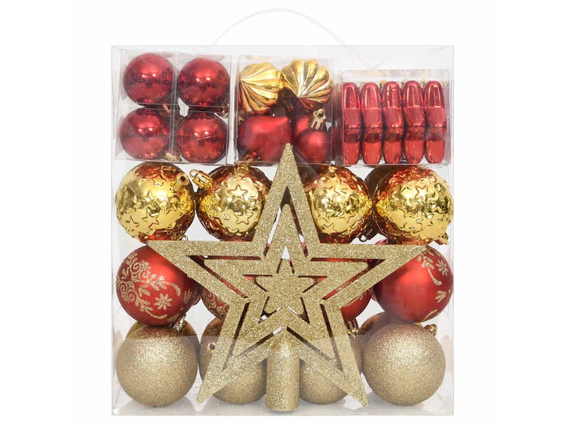  Ensemble de boules de noël 70 pcs doré et rouge  - Conforama A