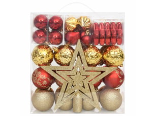 Ensemble de boules de noël 70 pcs doré et rouge