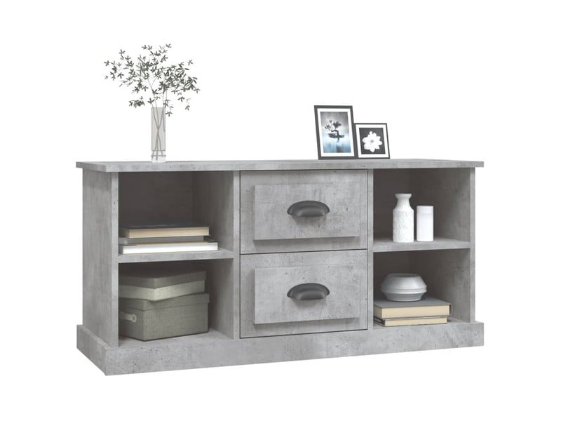  Meuble tv - banc tv - meuble de rangement gris béton 99,5x35,5x48 cm bois d'ingénierie  - Conforama D