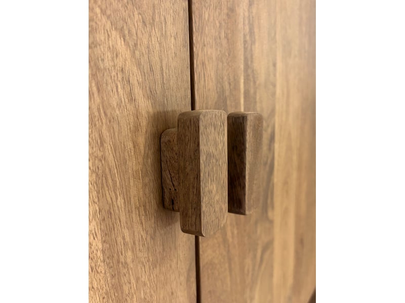  Buffet à 2 portes en bois de manguer masif naturel avec pieds en bois  - Conforama E