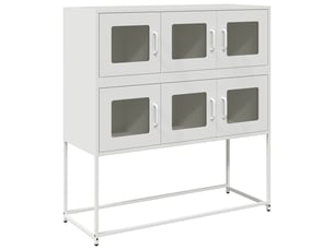 Buffet - bahut - meuble de rangement blanc 100,5x39x107 cm acier laminé à froid
