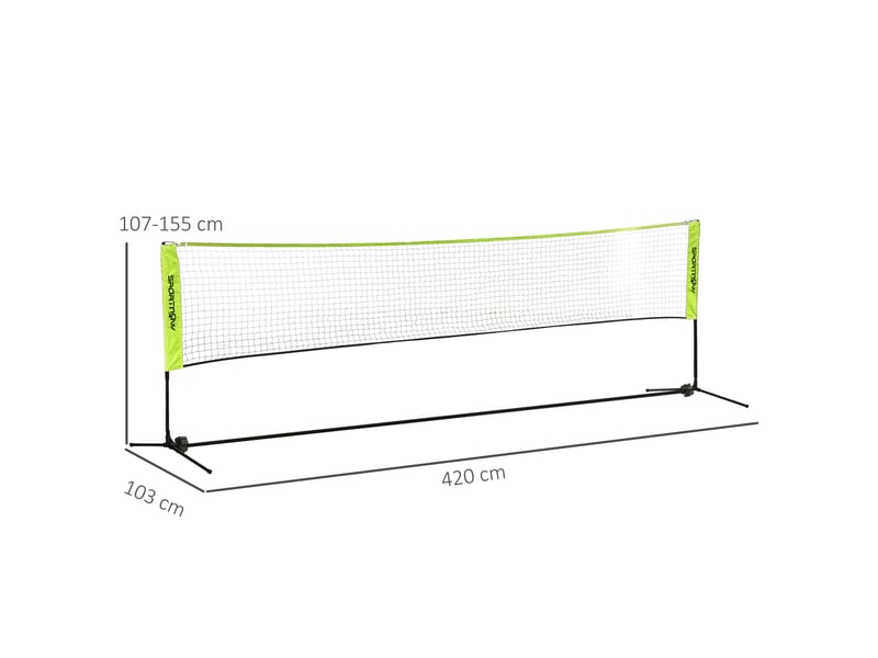 Filet de badminton sur pied et filet de tennis pliable, réglable 107-155 cm pour jardin et plage - Conforama C