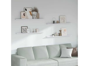 Lot de 4 étagères murales, étagères flottantes, étagères suspendues marbre blanc 115 x 9 x 3 cm cf41867