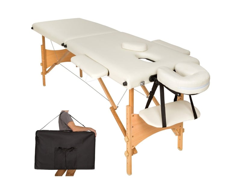  Table de massage crème 2 zones avec sac de transport professionnel top qualité 08_0000462  - Conforama A