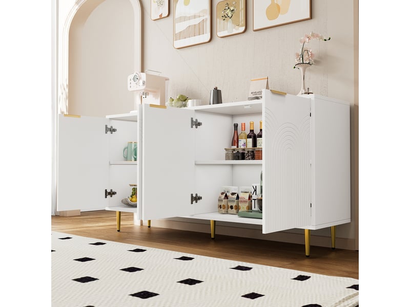  Buffet 4 porte(s) 0 tiroir(s) - 160 cm blanc buffet blanc - Conforama D
