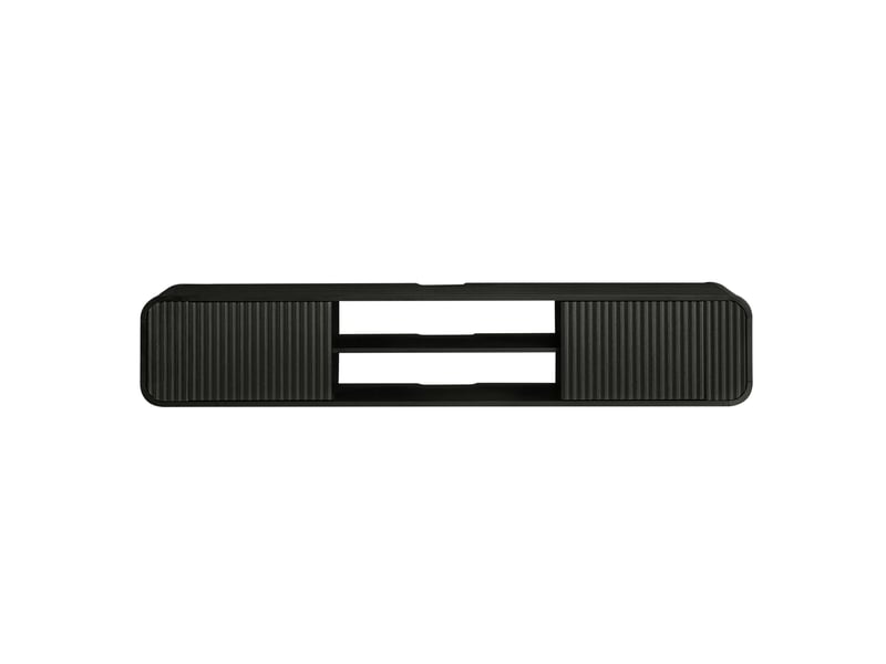  Meuble tv mural 160 x 38 x 30 cm – noir – rangements ouverts, portes ondulées et passe-câbles intégrés  - Conforama D