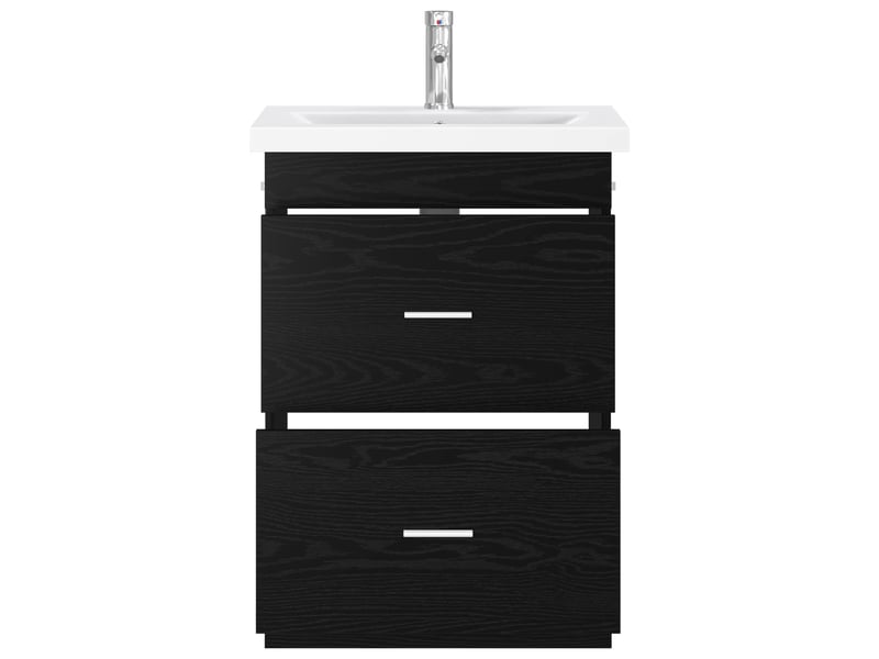  Ensemble de mobilier de salle de bain chêne noir shl8703  - Conforama C