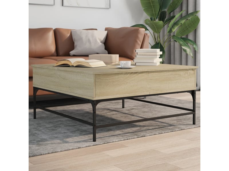  Table basse - table de salon - table à thé chêne sonoma 95x95x45 cm bois d'ingénierie et métal  - Conforama C