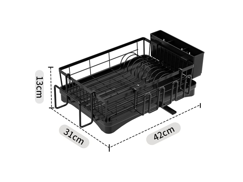  Égouttoir à vaisselle en acier inoxydable – plateau d'égouttement et buse en spirale, noir  - Conforama B